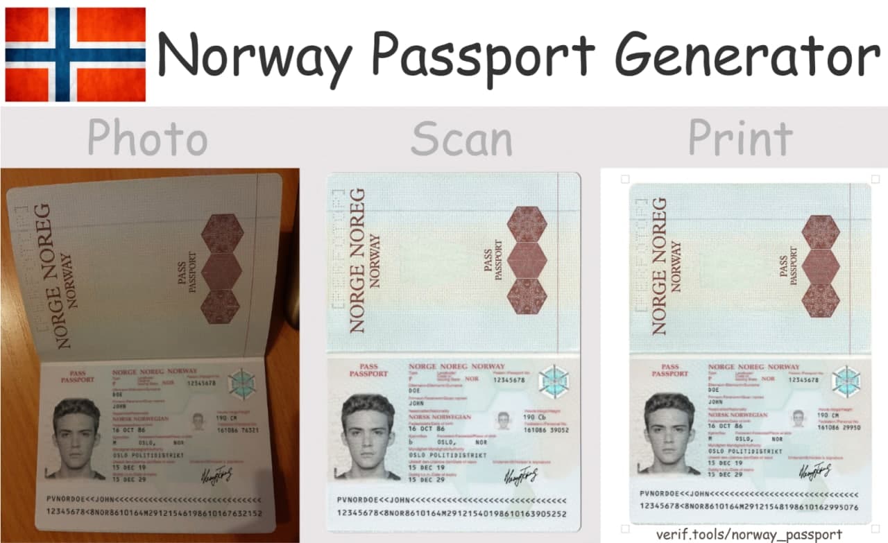 Norway passport Online Generator