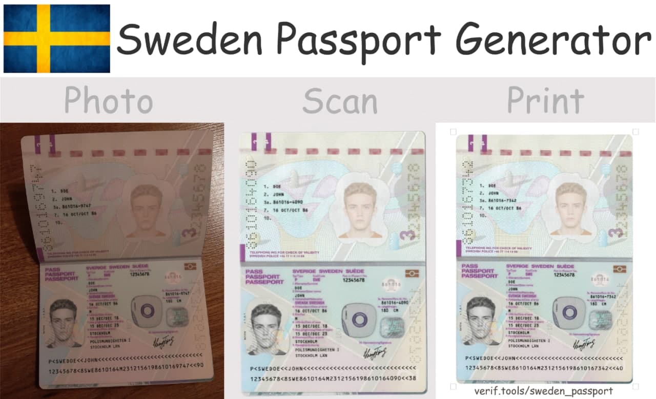 Sweden passport Online Generator